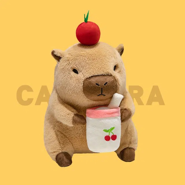 皮皮豆 可爱水果奶茶水豚 卡皮巴拉豚鼠布娃娃 玩偶 毛绒公仔