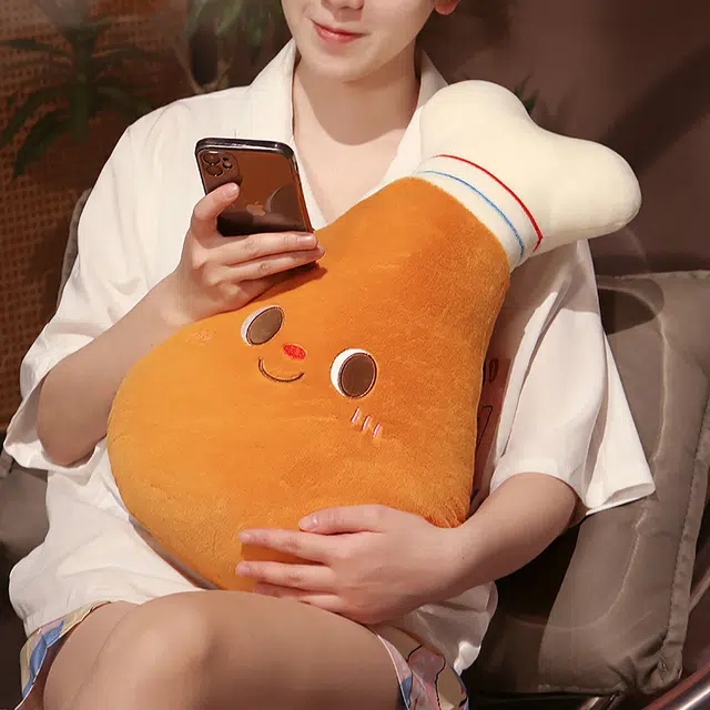 皮皮豆 鸡腿汉堡吐司 趣味 创意 可爱靠垫 柔软安抚 玩偶 毛绒公仔