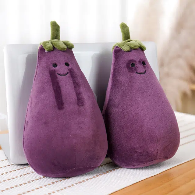 皮皮豆 茄子先生抱枕 可爱创意 搞怪棉花布娃娃 柔软治愈安抚枕 玩偶周边