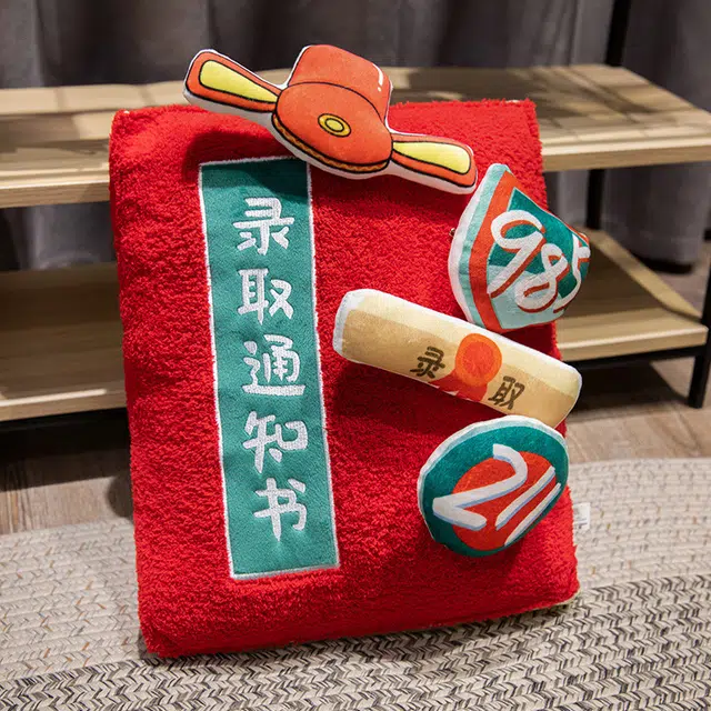 皮皮豆 逢考必过毯 简约美观抱枕 创意设计舒适柔软靠枕 玩偶周边