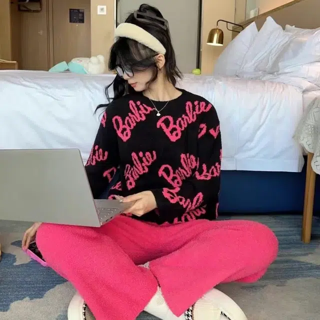 米囹 情侣半边绒女士秋冬季加绒加厚长袖珊瑚绒家居服两件套睡衣套装 女款
