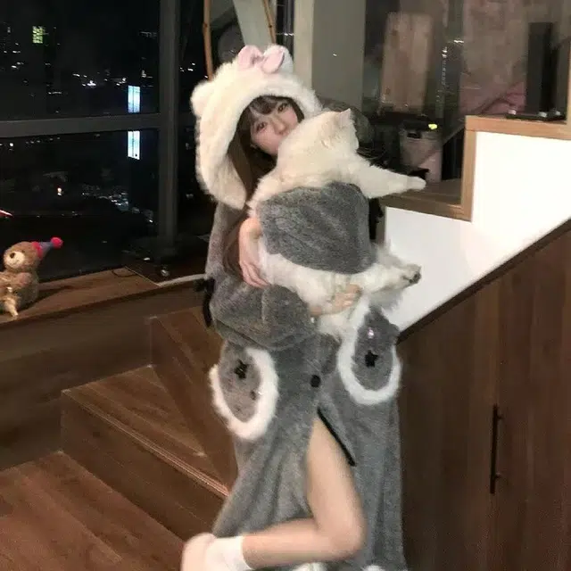米囹 加厚甜美清新家居服外穿睡衣套装 女款