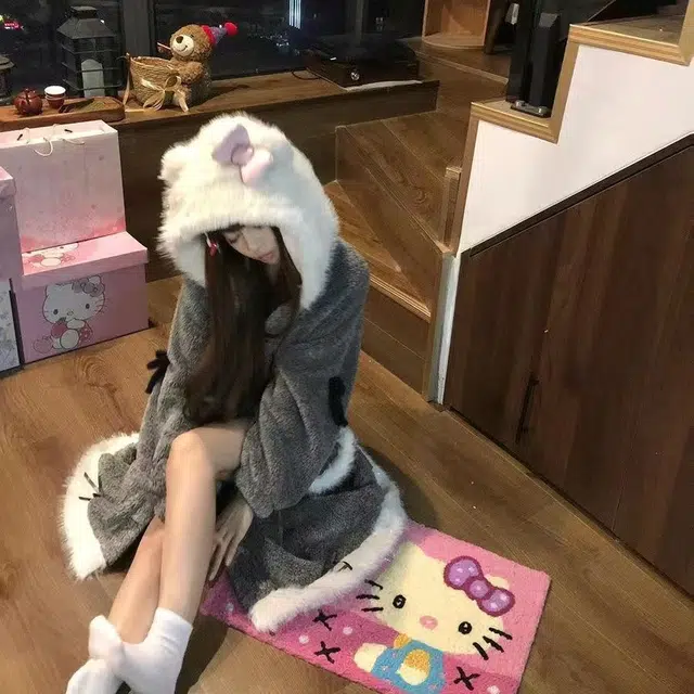 米囹 加厚甜美清新家居服外穿睡衣套装 女款