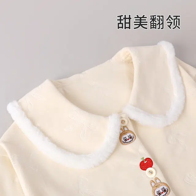 米囹 秋冬公主领德绒压花卡通甜美家居服睡衣套装 女款