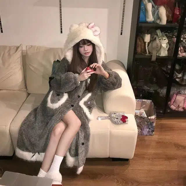 米囹 加厚甜美清新家居服外穿睡衣套装 女款