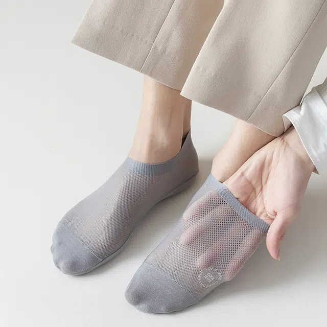 莫代尔 船袜超薄款冰丝隐形袜子吸汗防臭防滑不掉跟凉感防滑浅口短袜 男款 组合装