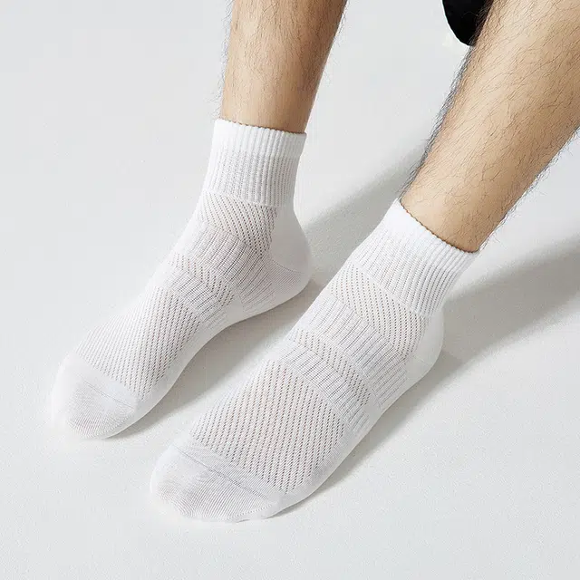 莫代尔 糖果色网眼透气高弹运动袜防臭抗菌除臭轻薄袜子男袜吸汗百搭舒适中筒袜 男款