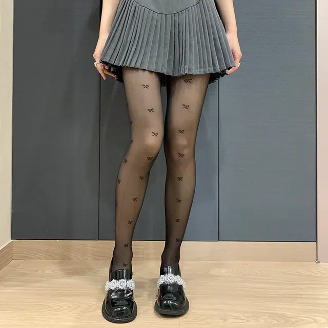 莫代尔 蝴蝶印花轻薄纯欲性感打底自然裸感一体式袜子防勾丝超薄轻便丝袜 女款