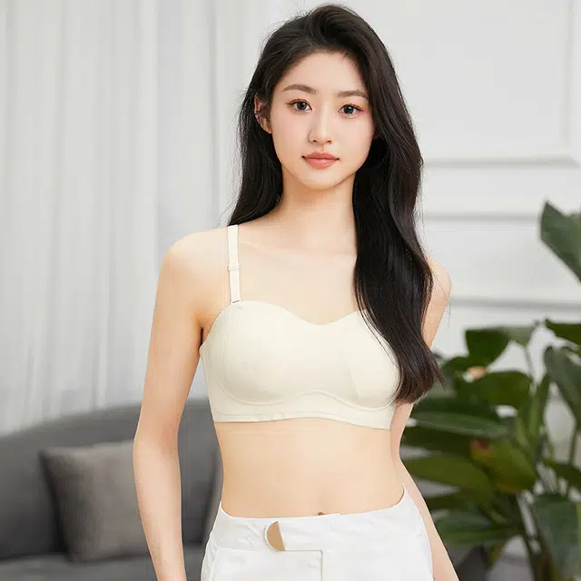 莫代尔 纯色简约抹胸吸湿排汗裸感舒适无痕轻薄透气防滑不闷汗软糯亲肤文胸 女款 组合装