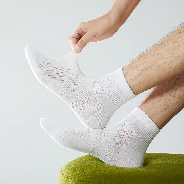 莫代尔 糖果色网眼透气高弹运动袜防臭抗菌除臭轻薄袜子男袜吸汗百搭舒适中筒袜 男款