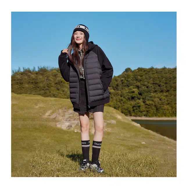 美力城 连帽轻薄保暖短款休闲羽绒服 男女同款