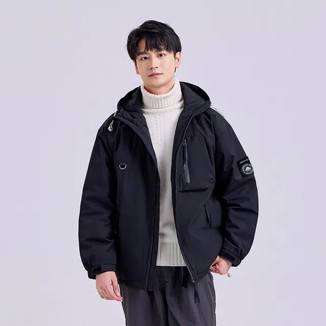 美力城 三防加厚连帽纯色羽绒服 男女同款