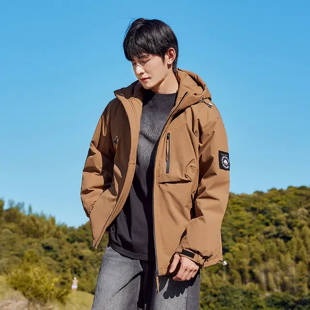 美力城 三防加厚连帽纯色羽绒服 男女同款