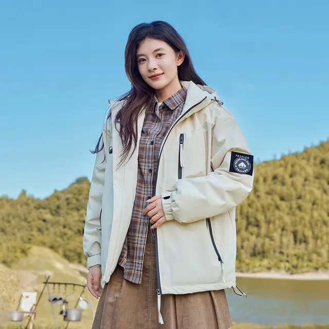 美力城 三防加厚连帽纯色羽绒服 男女同款