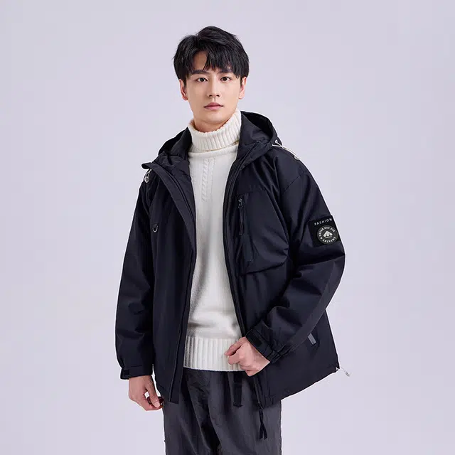 美力城 三防加厚连帽纯色羽绒服 男女同款