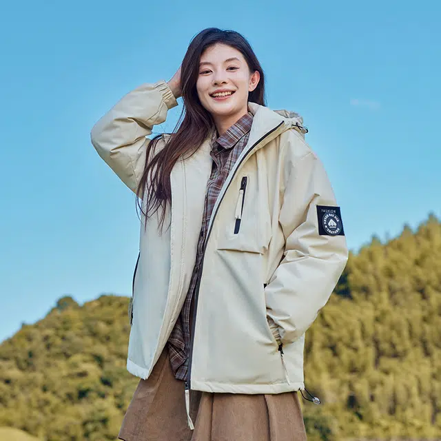美力城 三防加厚连帽纯色羽绒服 男女同款
