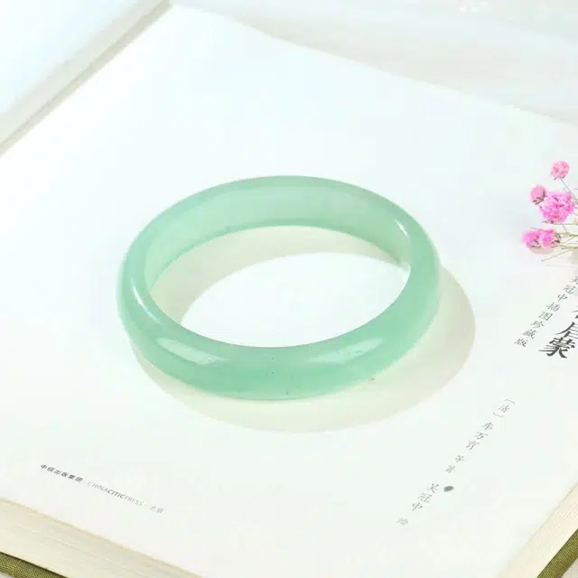 月岚 新中式青山黛贵妃镯气质 国风国潮  小众清冷高雅 古风温婉 轻奢高级 东陵玉 玉石手镯 女款
