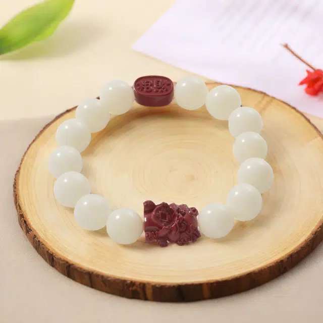 月岚 鸿运当头 招财纳福转运 吞金兽 复古 白玉菩提 手串 男女同款情侣款