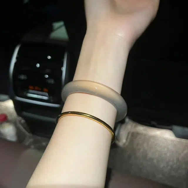 月岚 一步一响 贵妃新中式国风古风旗袍汉服气质年轻叮当镯 玉石 猫眼石 手镯 女款