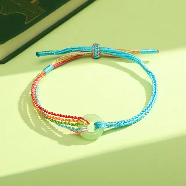 月岚 五彩平安扣小众独特个性潮流 织物 手绳 男女同款情侣款