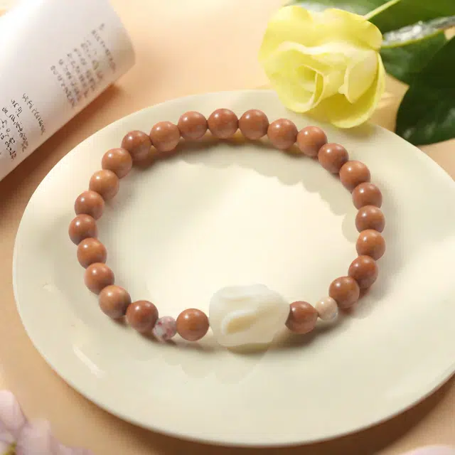 月岚 奶油平安兔 可爱 小众设计 转运招财 绕指柔 新中式复古风 檀木 手串 男女同款情侣款 檀木