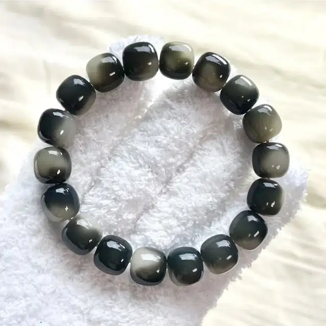 月岚 国潮新中式水墨渐变桶珠绕指柔 白玉菩提 手串 男女同款情侣款