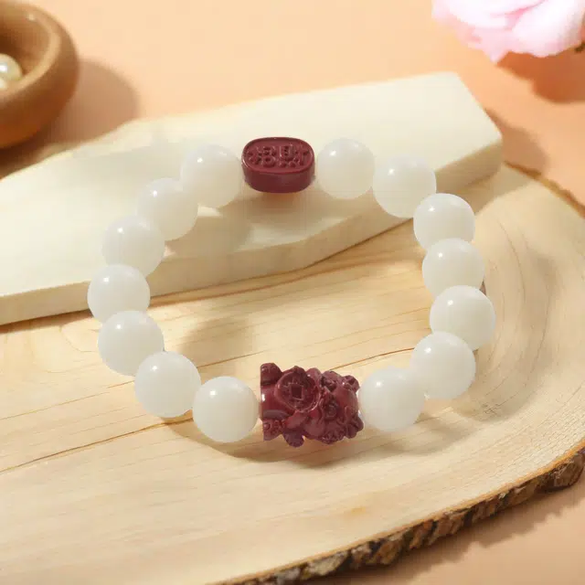 月岚 鸿运当头 招财纳福转运 吞金兽 复古 白玉菩提 手串 男女同款情侣款