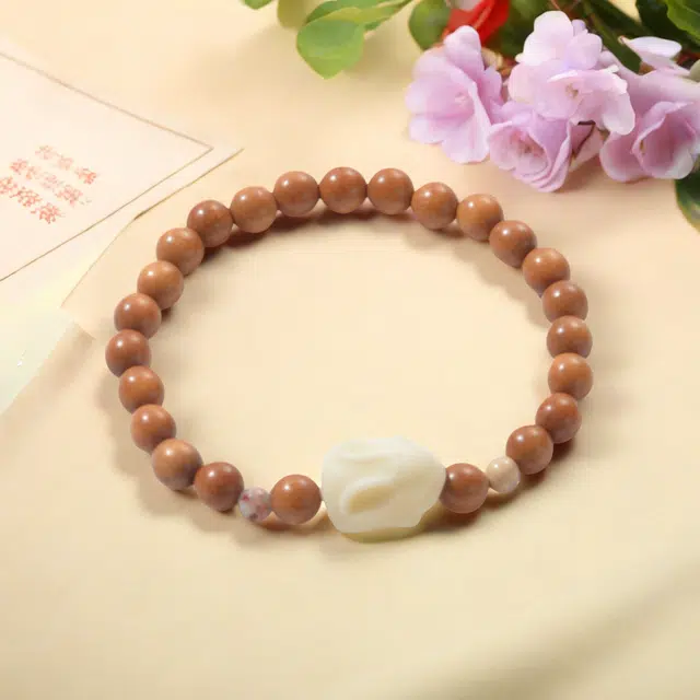 月岚 奶油平安兔 可爱 小众设计 转运招财 绕指柔 新中式复古风 檀木 手串 男女同款情侣款 檀木