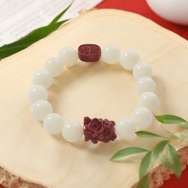 月岚 鸿运当头 招财纳福转运 吞金兽 复古 白玉菩提 手串 男女同款情侣款