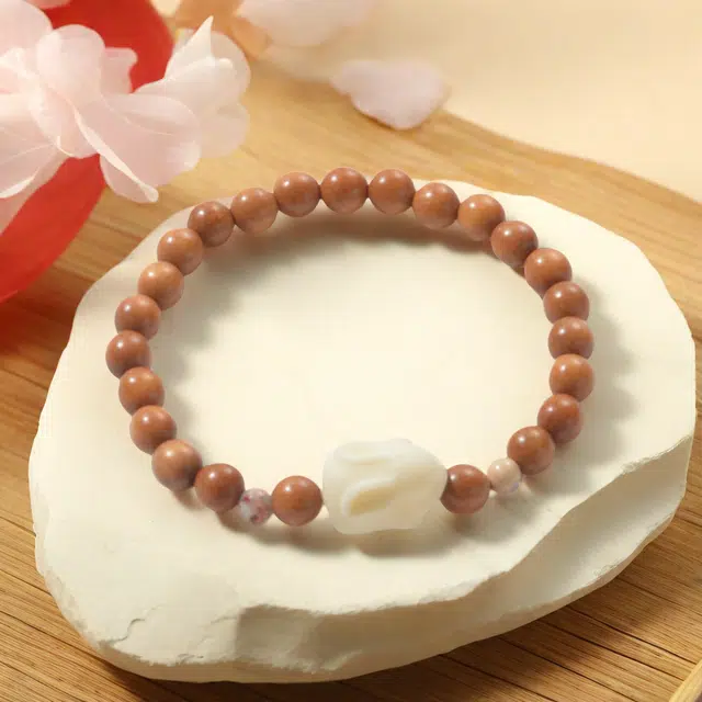 月岚 奶油平安兔 可爱 小众设计 转运招财 绕指柔 新中式复古风 檀木 手串 男女同款情侣款 檀木