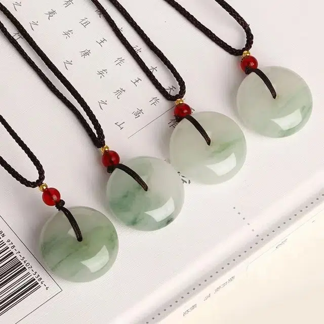 月岚 烟雨 清透水润 意境青山黛 国风新中式 清冷高级感 烟雨江南 国潮旗袍 招财纳福 转运珠平安扣 天山翠 吊坠 男女同款情侣款