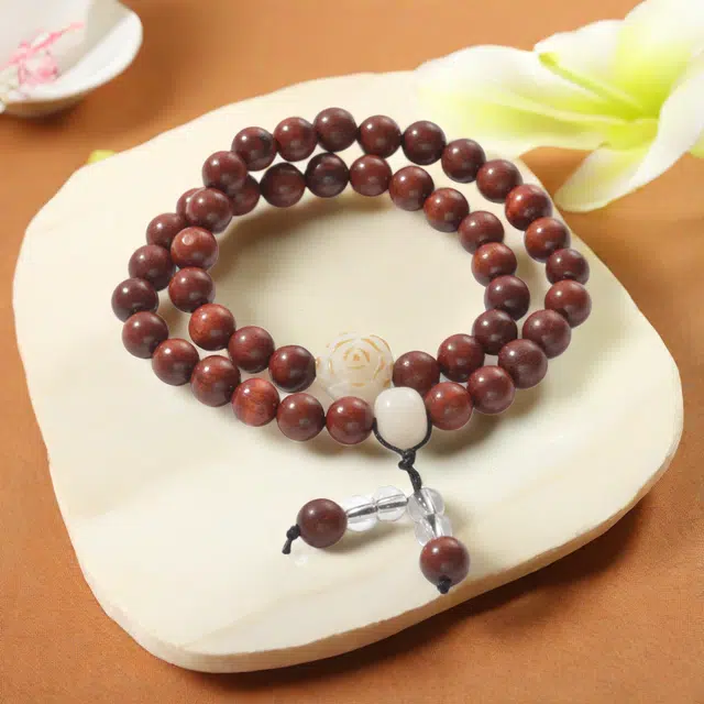 月岚 步步莲花 招财纳福 国风文玩 新中式 多圈叠戴 莲莲高升 平安转运 盘玩绕指柔 檀木 木作手串 男女同款情侣款 檀木