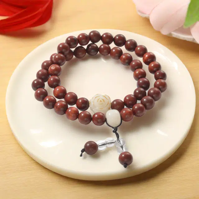 月岚 步步莲花 招财纳福 国风文玩 新中式 多圈叠戴 莲莲高升 平安转运 盘玩绕指柔 檀木 木作手串 男女同款情侣款 檀木