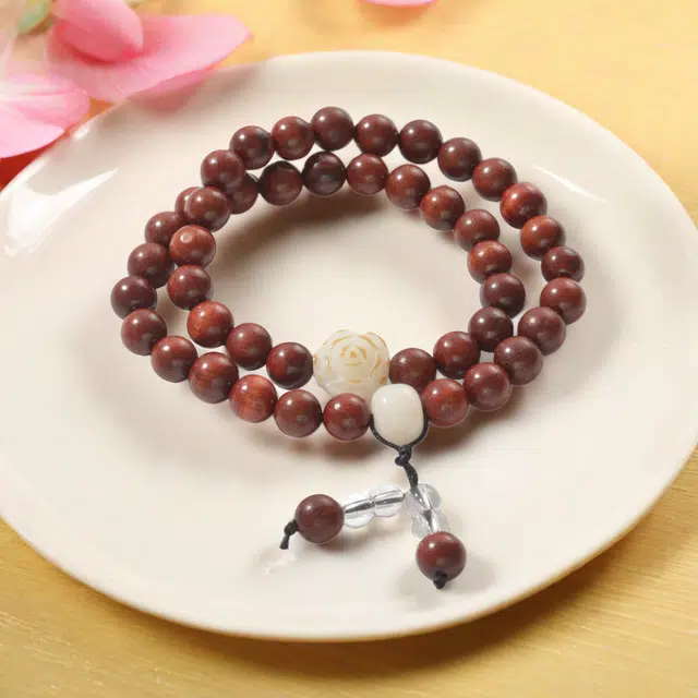 月岚 步步莲花 招财纳福 国风文玩 新中式 多圈叠戴 莲莲高升 平安转运 盘玩绕指柔 檀木 木作手串 男女同款情侣款 檀木