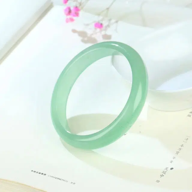 月岚 新中式青山黛贵妃镯气质 国风国潮  小众清冷高雅 古风温婉 轻奢高级 东陵玉 玉石手镯 女款