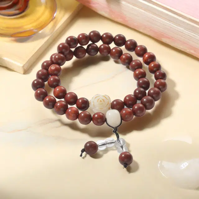 月岚 步步莲花 招财纳福 国风文玩 新中式 多圈叠戴 莲莲高升 平安转运 盘玩绕指柔 檀木 木作手串 男女同款情侣款 檀木