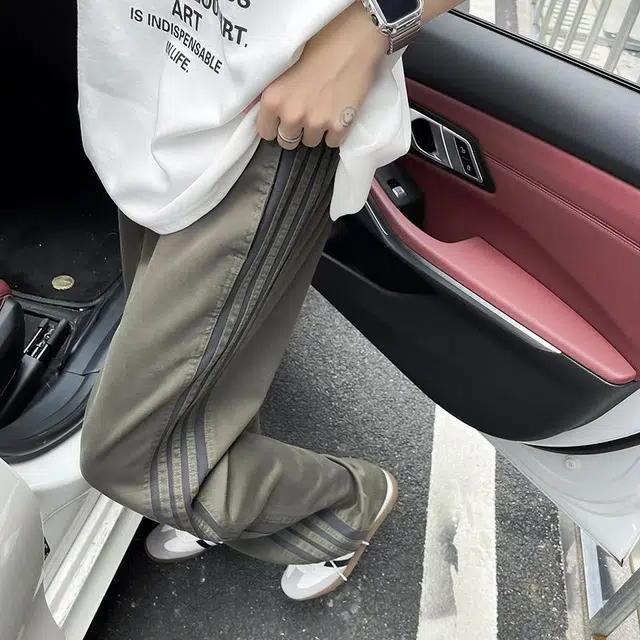 沐诚阳译 美式复古运动风宽松直筒多功能长裤子牛仔裤 男女同款