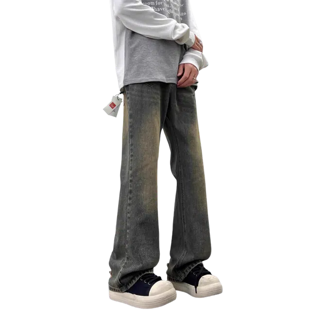 北极绒 水洗复古直筒宽松美式高街潮牌痞帅长裤牛仔裤 男款