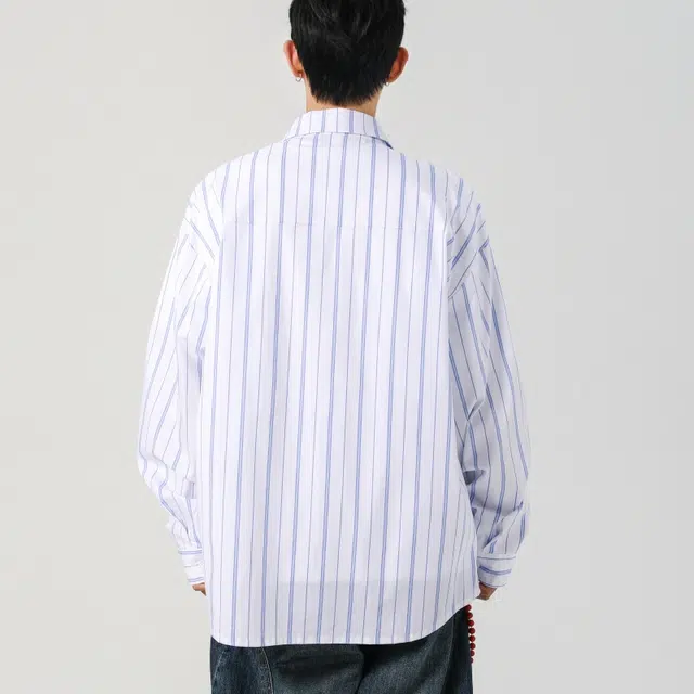 北极绒 条纹潮牌休闲翻领衬衣美式复古上衣长袖衬衫 男款