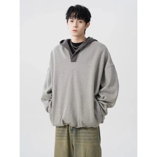 北极绒 纯色套头宽松休闲卫衣 男款