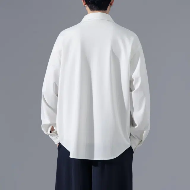 北极绒 凉感纯色简约宽松长袖衬衫 男款