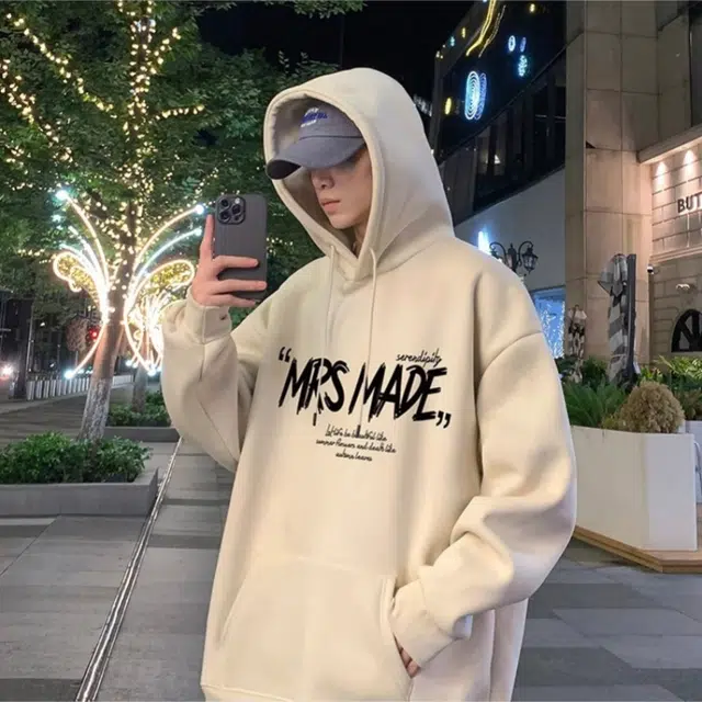 北极绒 纯棉春秋季美式高街男装帽衫宽松潮牌连帽外套卫衣 男款