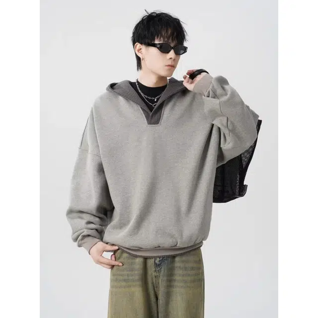 北极绒 纯色套头宽松休闲卫衣 男款