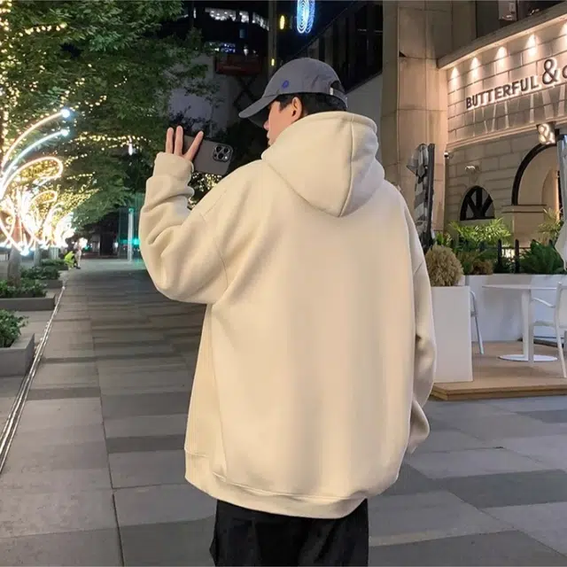 北极绒 纯棉春秋季美式高街男装帽衫宽松潮牌连帽外套卫衣 男款