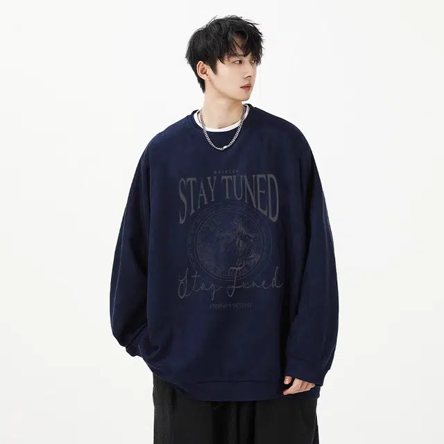 北极绒 重磅宽松大码内搭圆领卫衣 男款