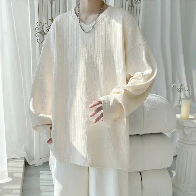 北极绒 麦穗纹长袖潮流打底卫衣 男款