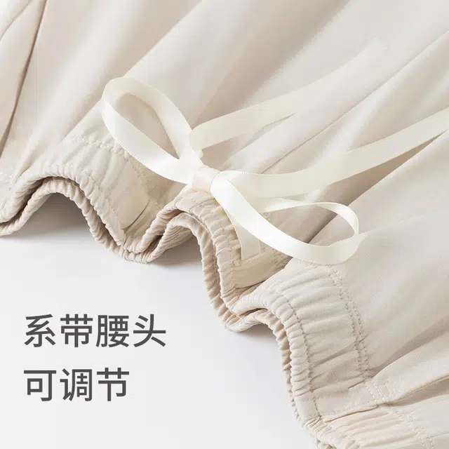 舒雅 纯色简约中腰透气九分睡裤 女款