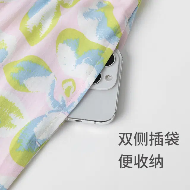 舒雅 清爽透气简约舒适家居睡衣套装 女款 粉绿