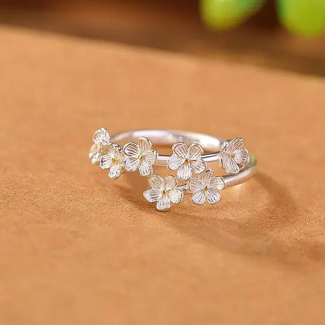 麟典 喜上梅梢连理枝 温柔气质古风梅花 小众设计轻奢精致开口指环 汉服配饰 合金 戒指 女款