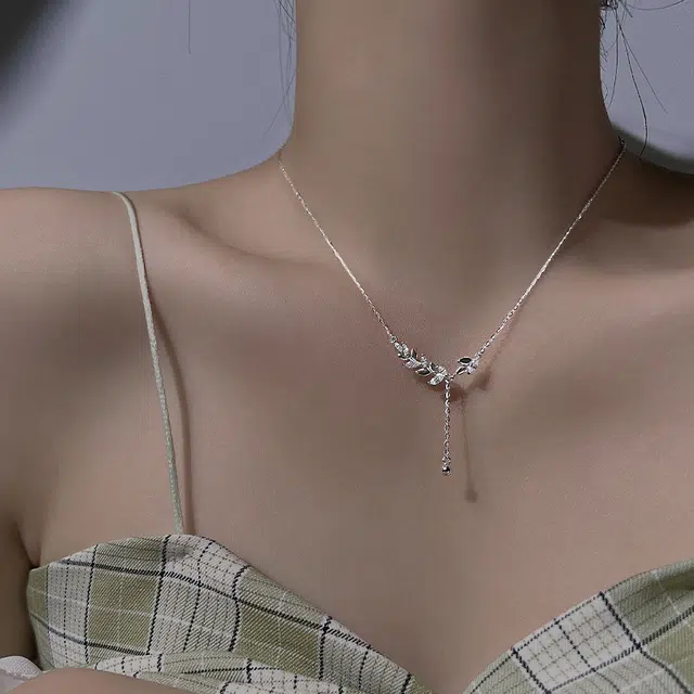 麟典 穗穗平安麦穗 森系文艺浪漫清新高级感麦穗锁骨链 精致优雅气质通勤百搭饰品 高级礼盒 #好运 合金 项链 女款